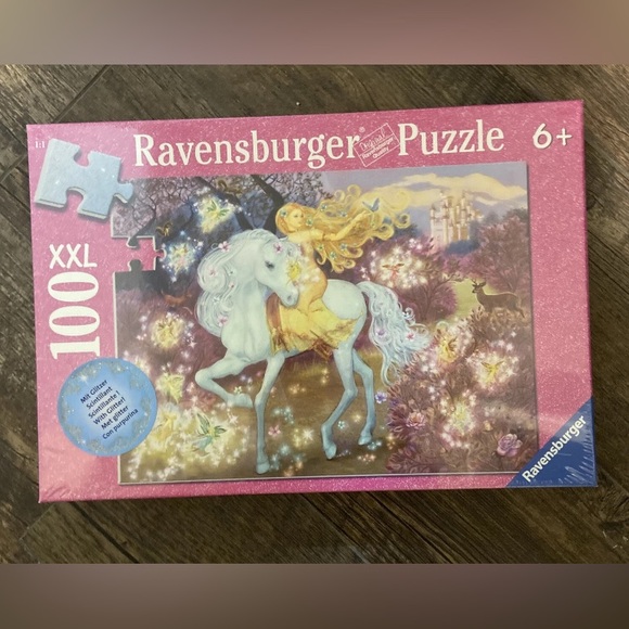 Ravensburger Jigsaw Puzzle Riding Woods Fantasy Horse Fairy Glitter 100XXL NEW - Picture 1 of 6